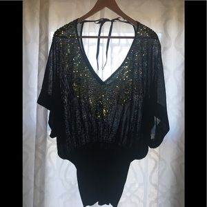 Mesh batwing sequin Top Vintage